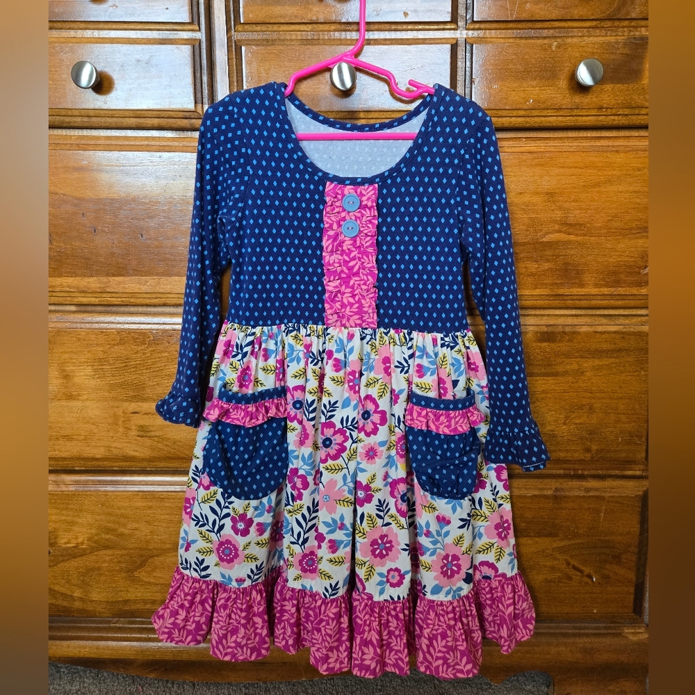 Eleanor Rose Navy and Pink Floral Kids Dress